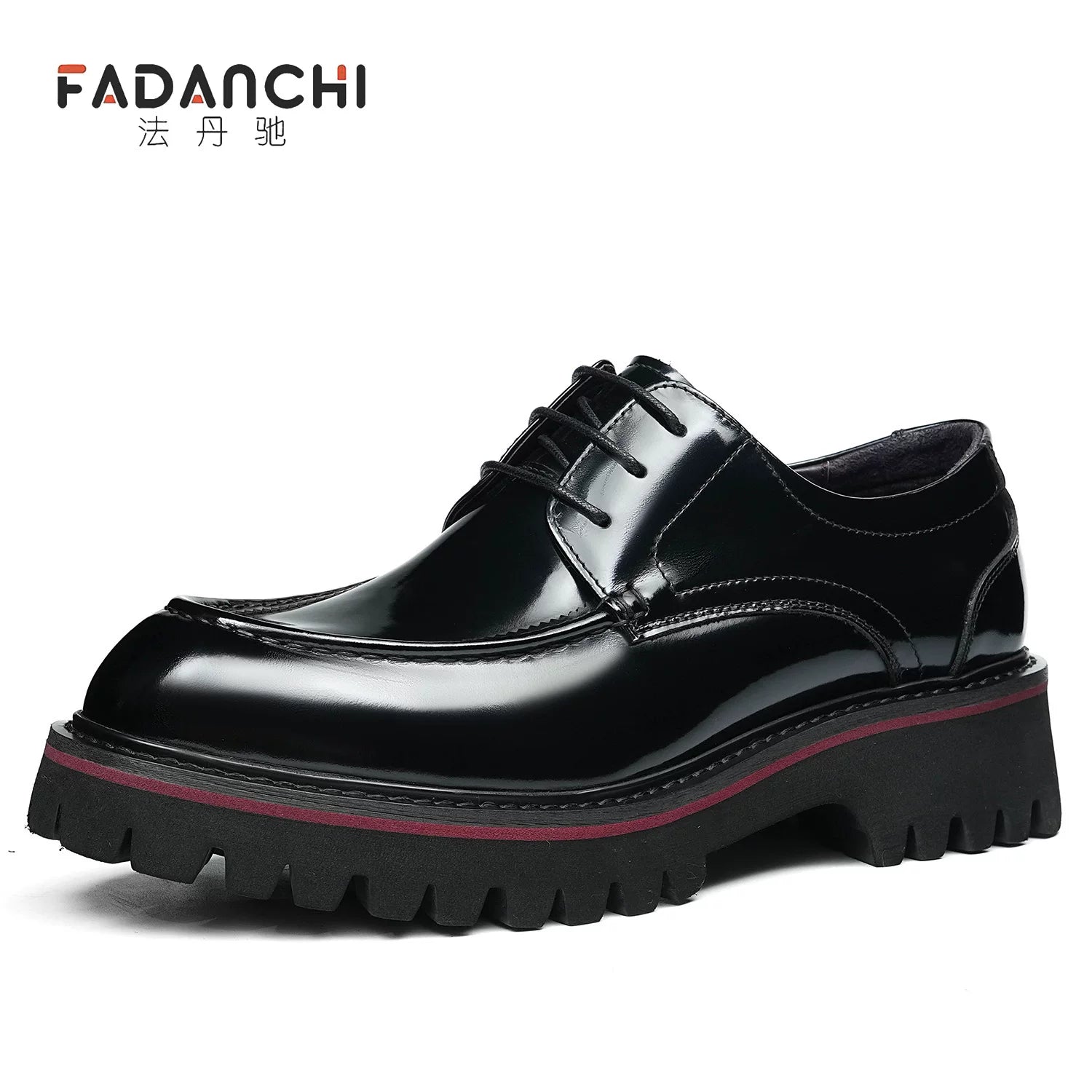 Men's Genuine Leather Derby Shoes, Height Increasing, Thick Sole
