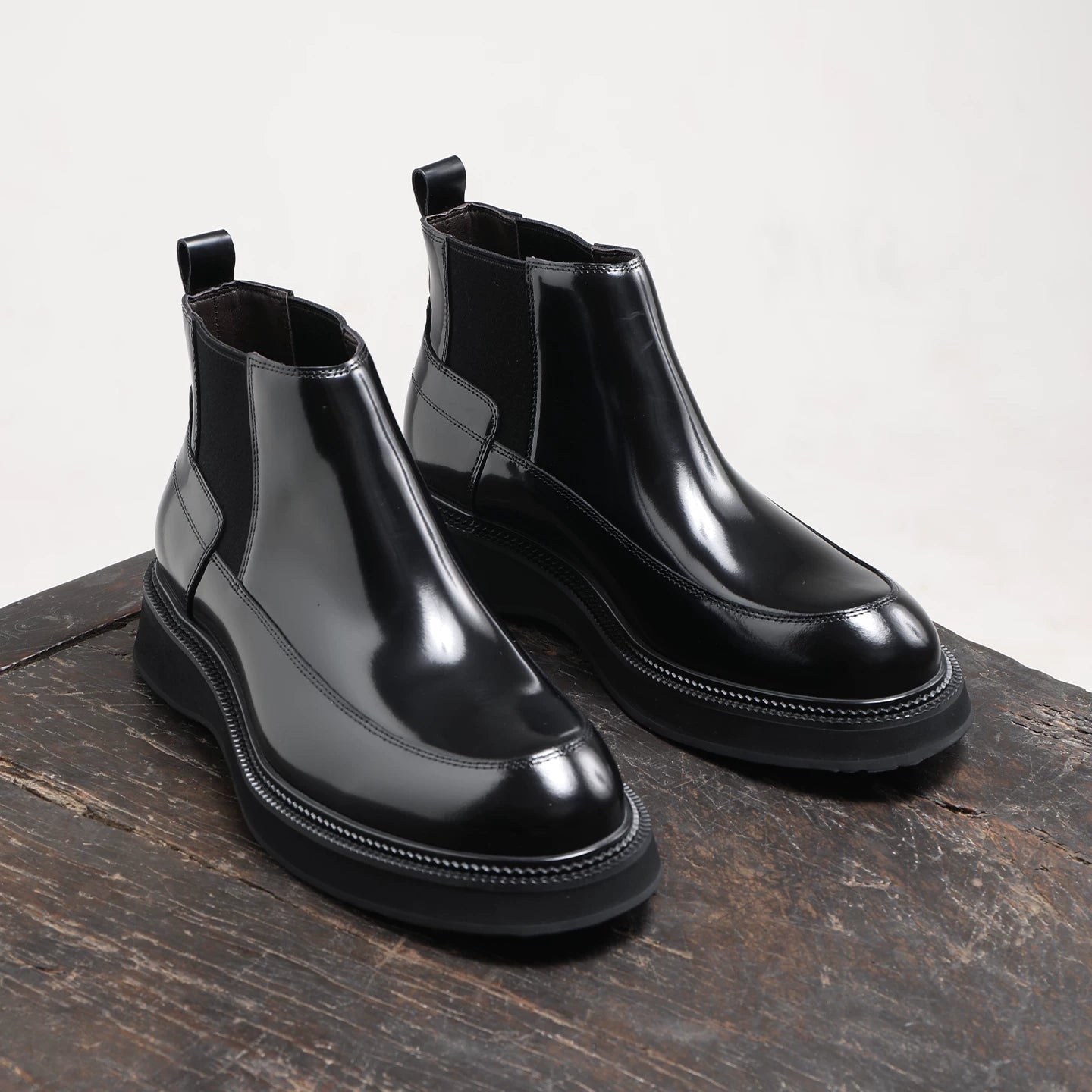 Men's Genuine Leather Martin Boots, Thick Sole, Round Toe