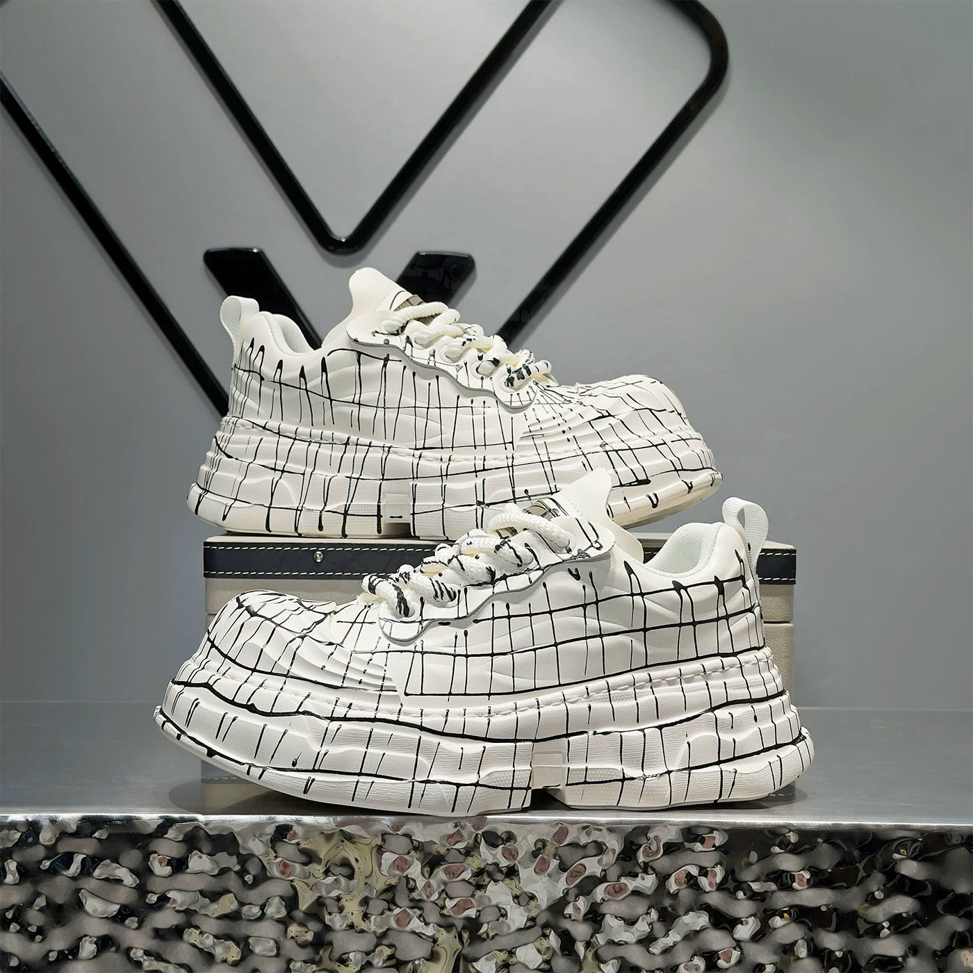 Men's Platform Height-Increasing White Chunky Sneakers Casual 2026 New