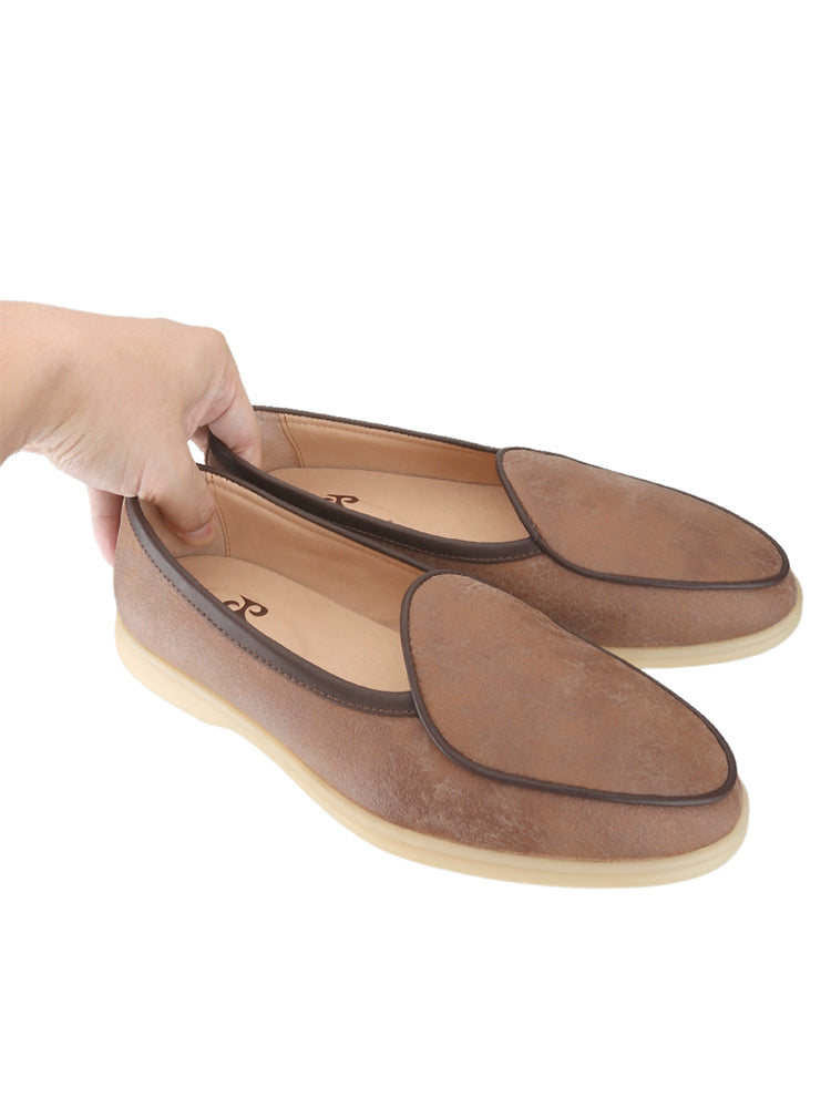 Maillard deerskin men's classic summer walk shoes milky white non-slip casual slip-on shoes