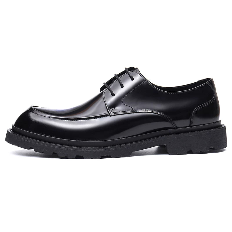 Men's Genuine Leather Derby Shoes, Patent Leather, Glossy