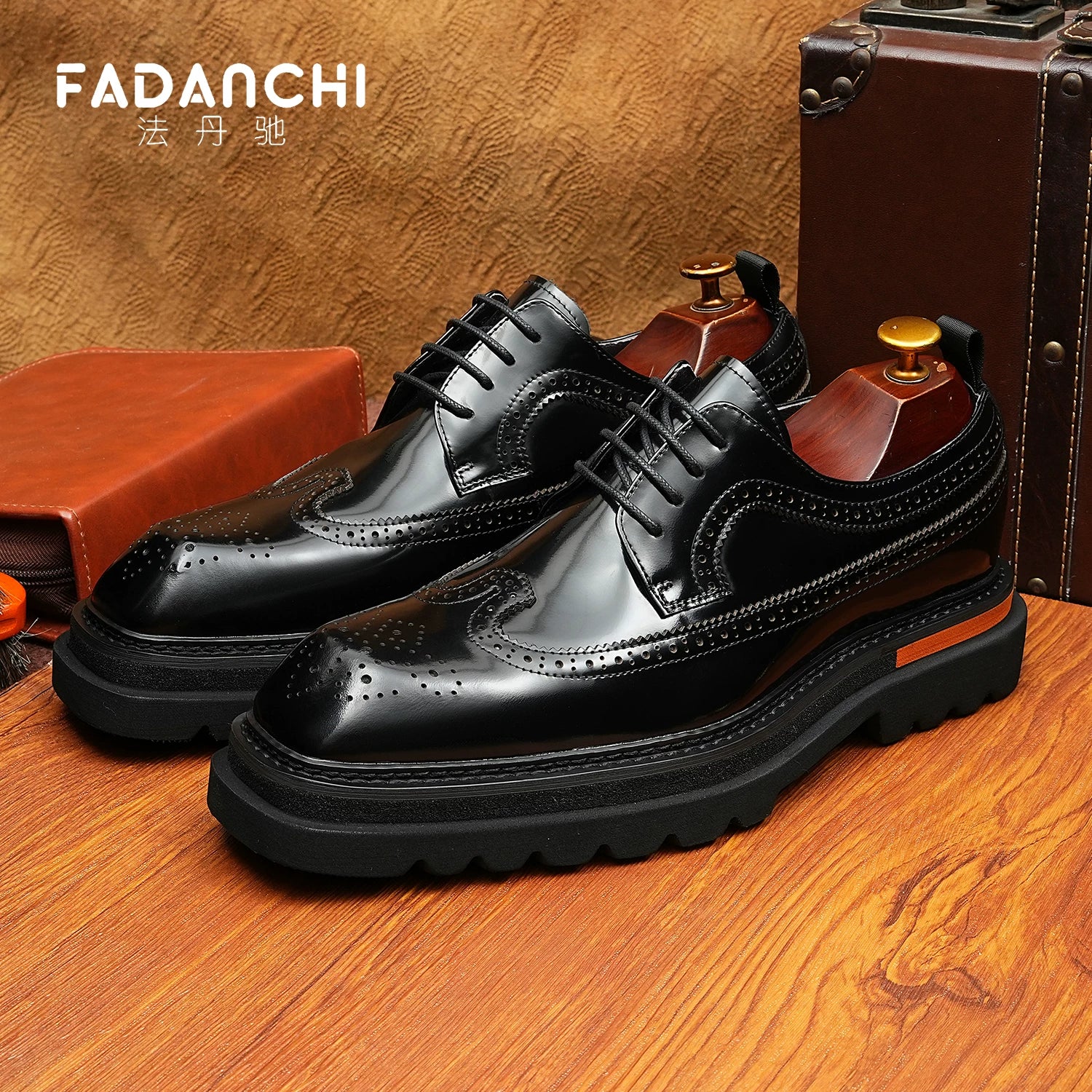 Men's Genuine Leather Leather Shoes, Height Increasing, Thick Sole