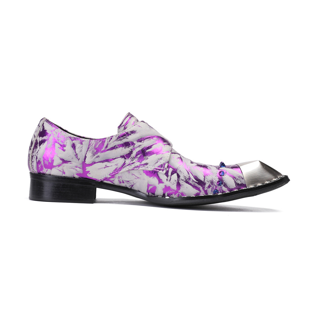 Men's Purple Leather Oxford Formal Shoes – Style 42