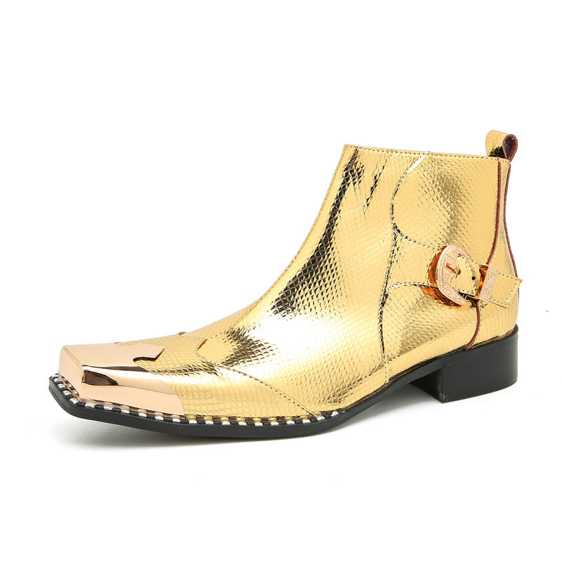 Men's Golden Chelsea Boots – Pointed Toe