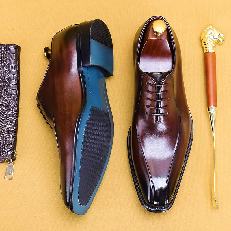 Men's Genuine Leather Wedding Shoes, Handmade, Pointed Toe