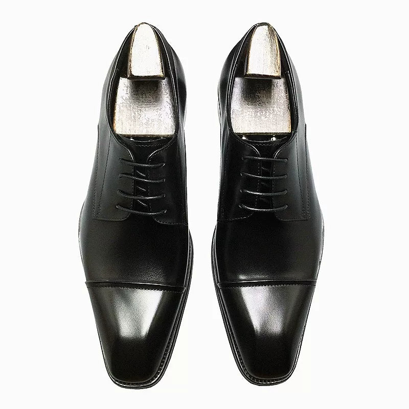 Men's Genuine Leather Derby Shoes, Square Toe, Business