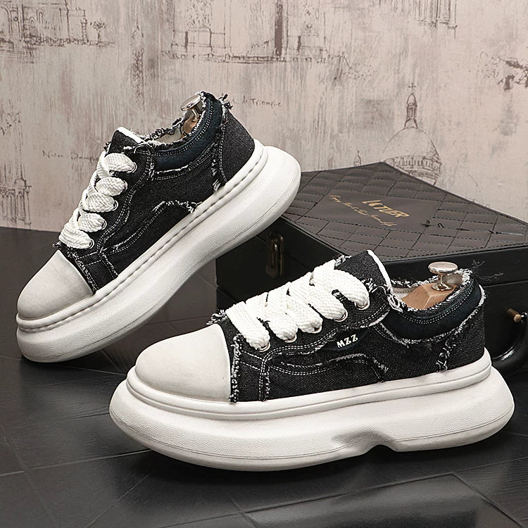 Men's 2026 New Height-Increasing Platform Breathable Canvas Denim Casual Shoes