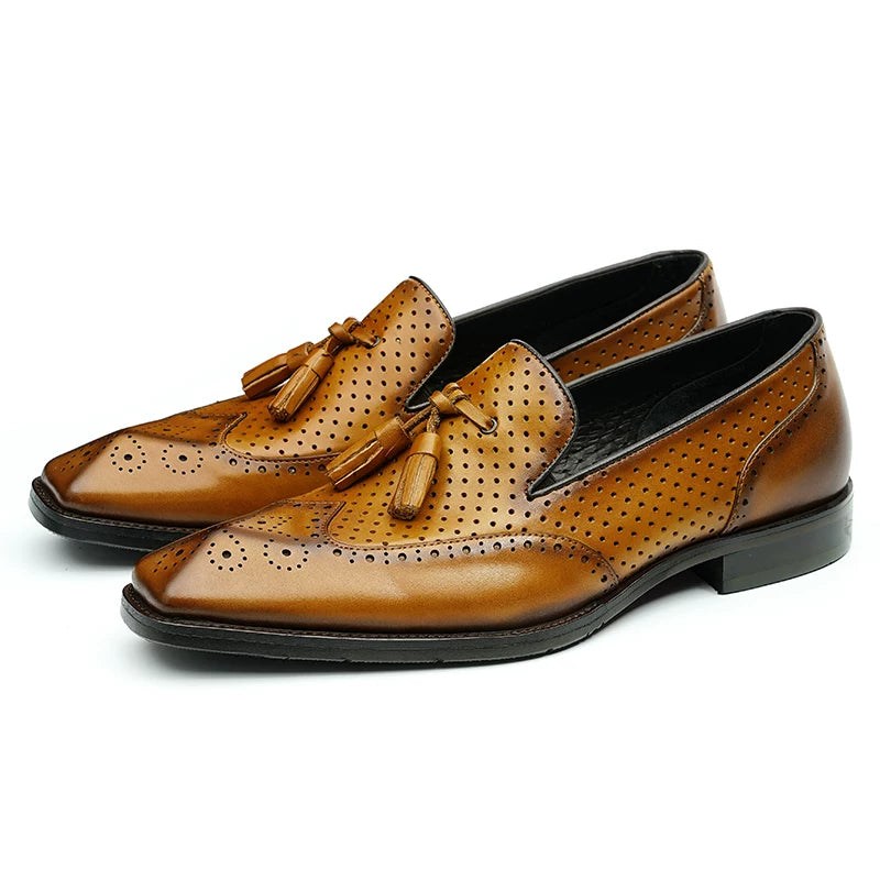 Men's Genuine Leather Loafers, Breathable, Slip-On