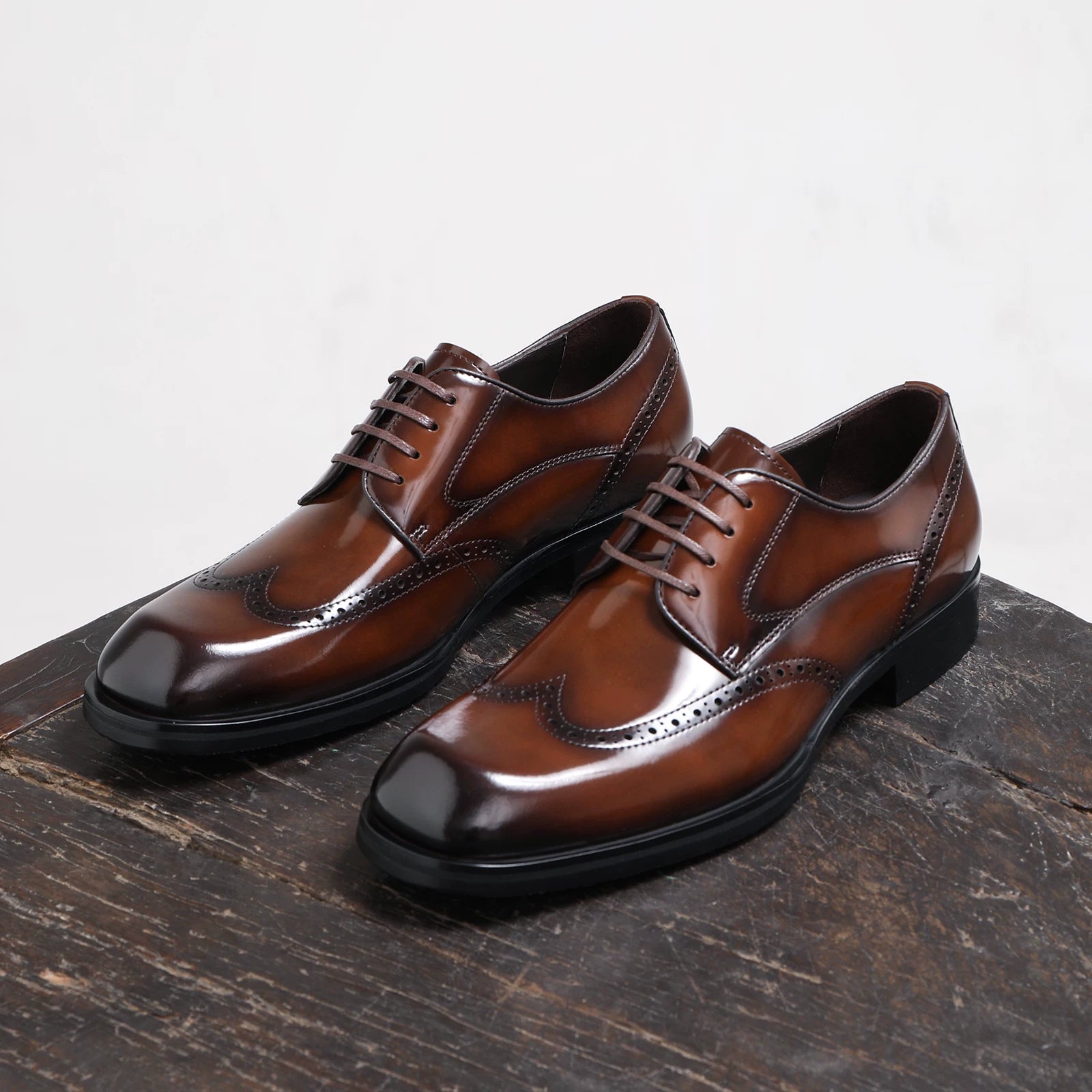 Men's Genuine Leather Derby Shoes, Glossy, British Style