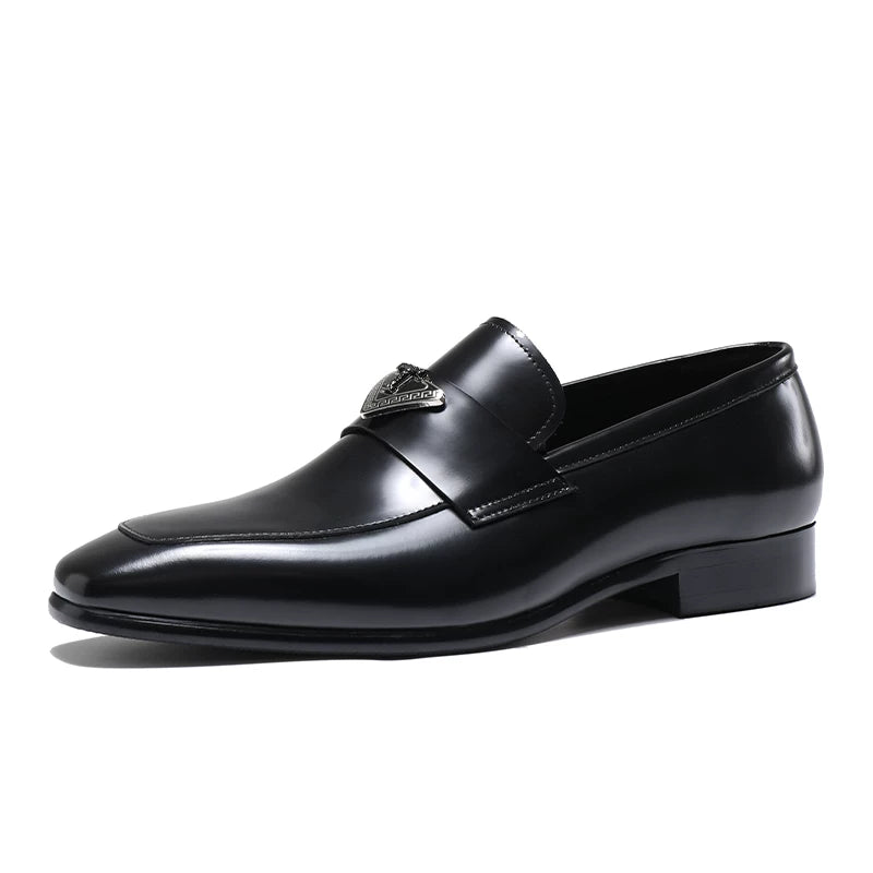 Men's Genuine Leather Loafers, Square Toe, Slip-On