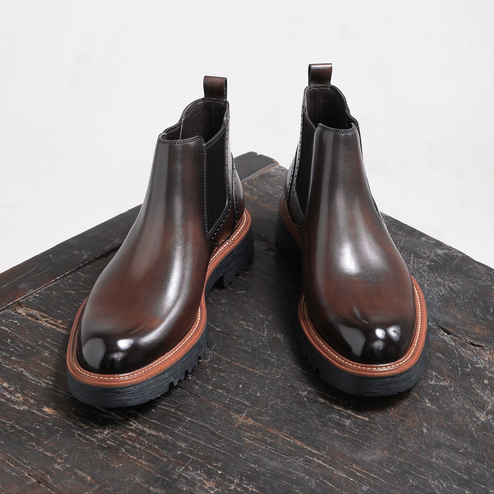 Men's Genuine Leather Martin Boots, Thick Sole, Handmade