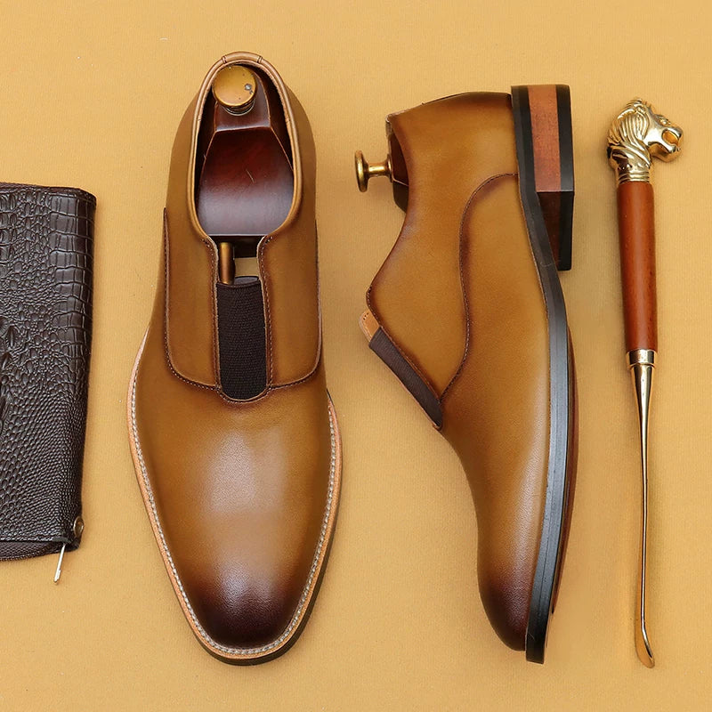 Men's Genuine Leather Loafers, Slip-On, Business