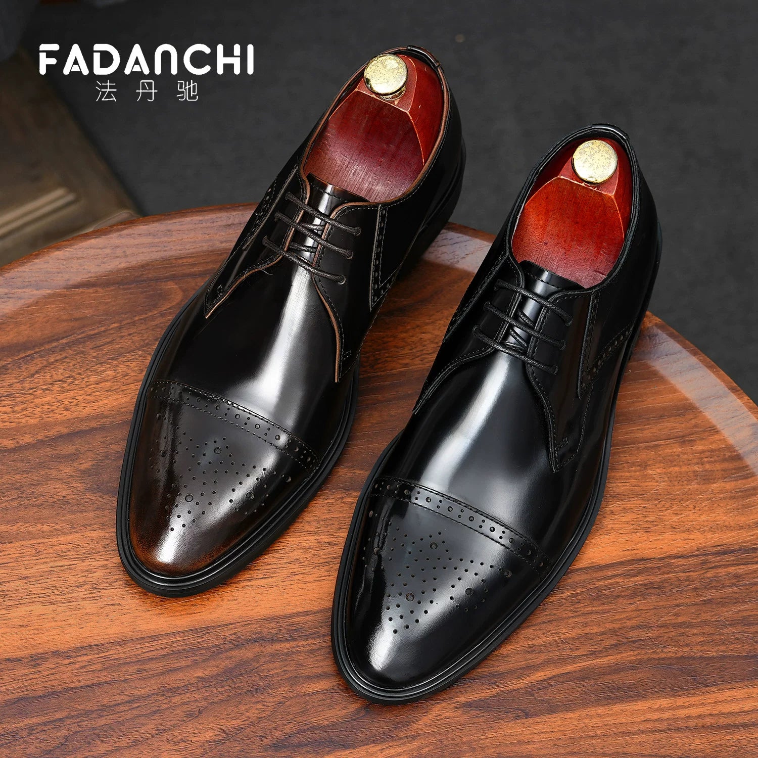 Men's Genuine Leather Derby Shoes, Business, Formal
