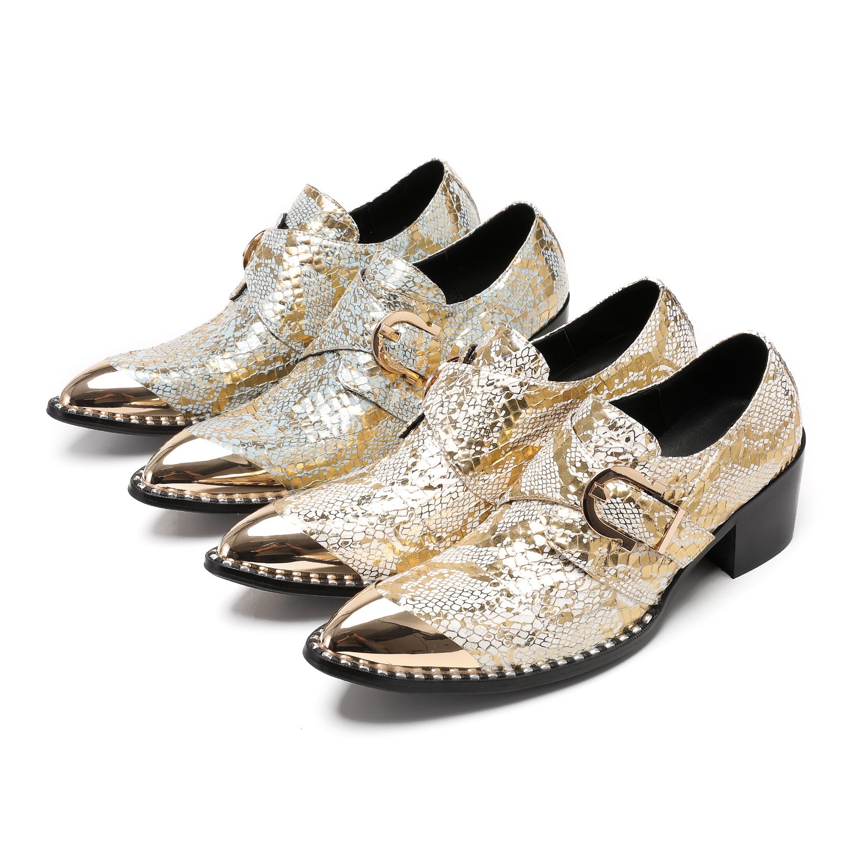 Men's Leather Oxford Formal Shoes – Pointed Toe, Crocodile Pattern