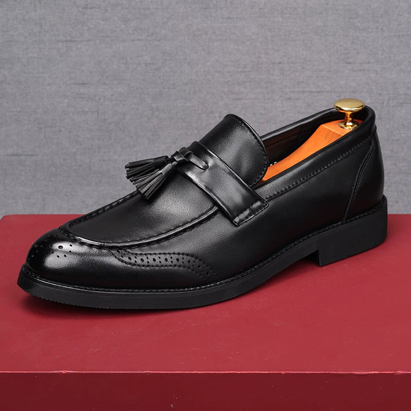 Men's Black Loafers, Height Increasing, Pointed Toe
