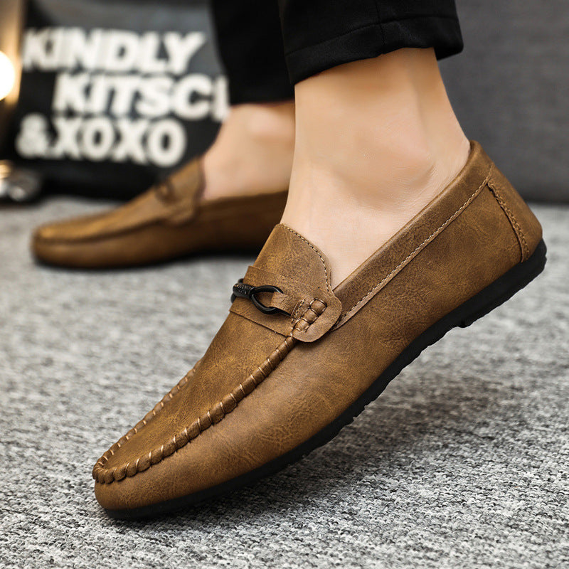 Loafers men's Korean version breathable driving shoes men's 2024 summer new casual leather shoes men's tide versatile lazy tide shoes