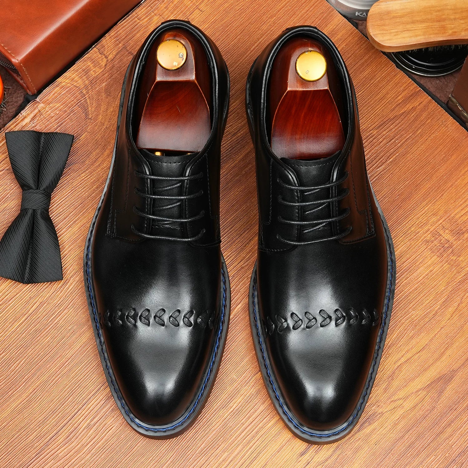 Men's Genuine Leather Derby Shoes, Pointed Toe, Business