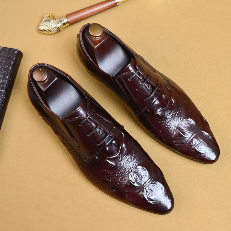 Men's Genuine Leather Leather Shoes, Pointed Toe, British Style