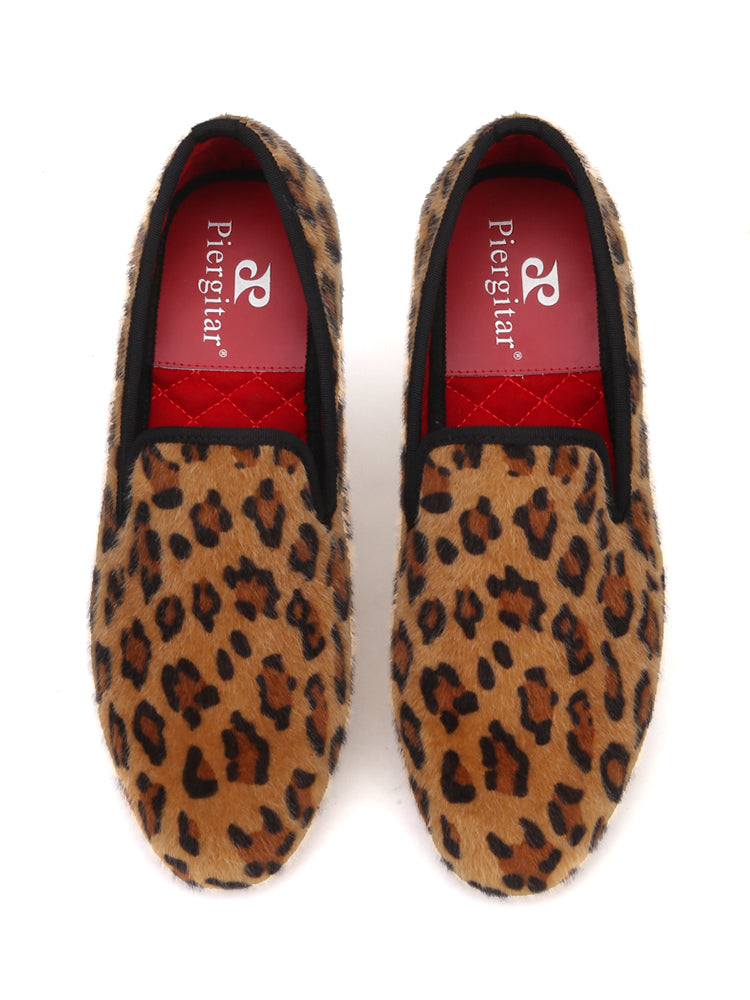 European and American style wild leopard print two-color suede shoes trendy slip-on low-cut shoes banquet party men's loafers