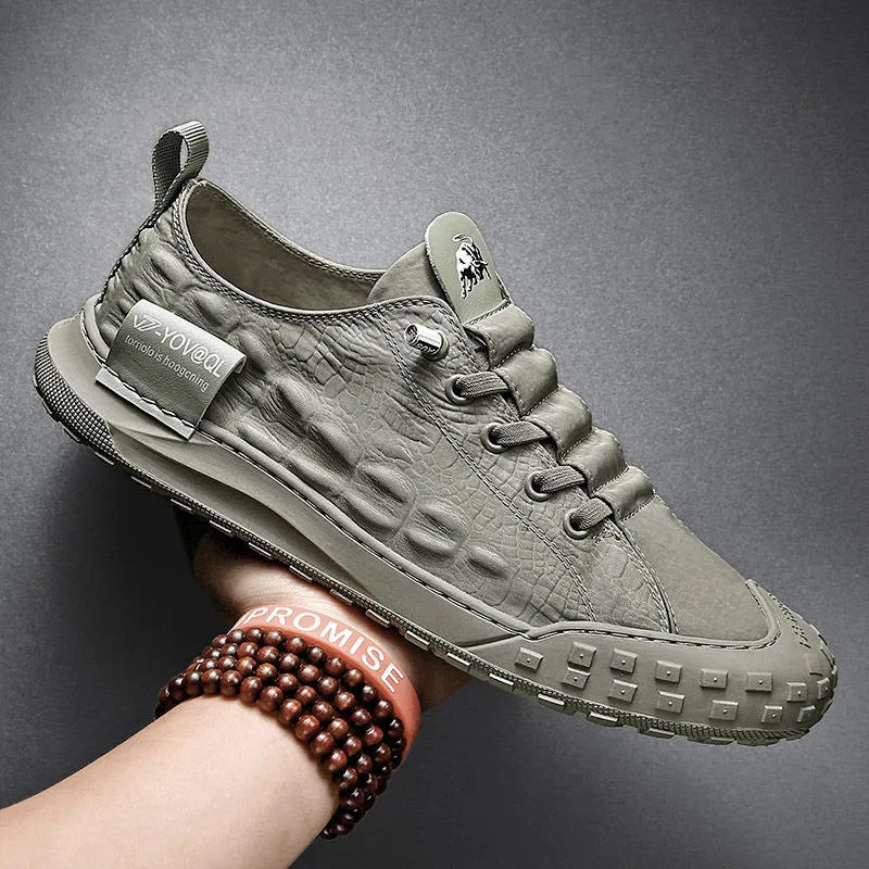 Men's Green Canvas Sneakers – Breathable