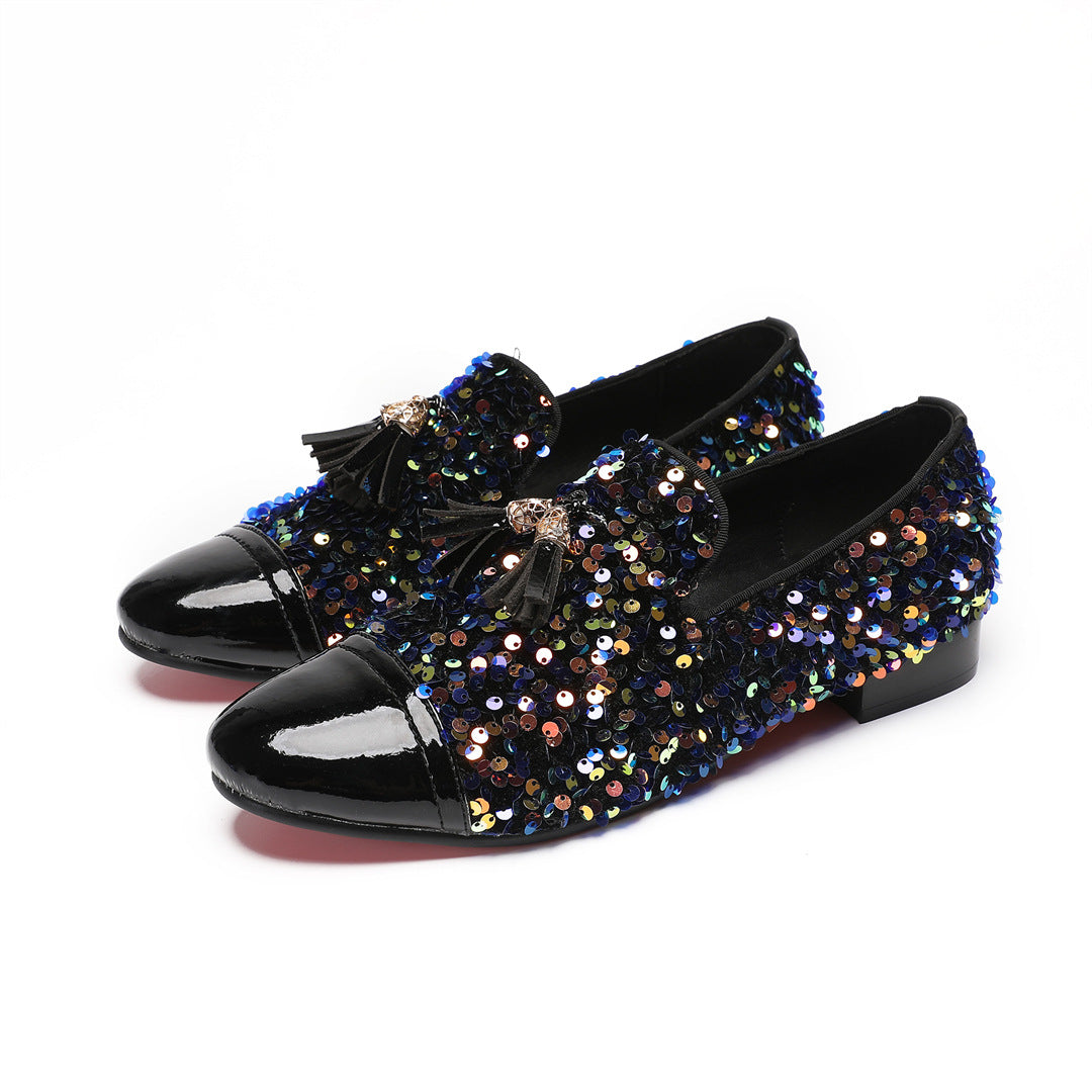 Men's Leather Casual Shoes – Rhinestone Detail – Style 84