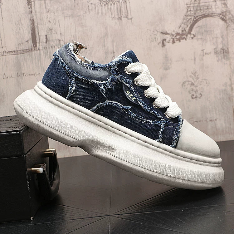 Men's 2026 New Height-Increasing Platform Breathable Canvas Denim Casual Shoes