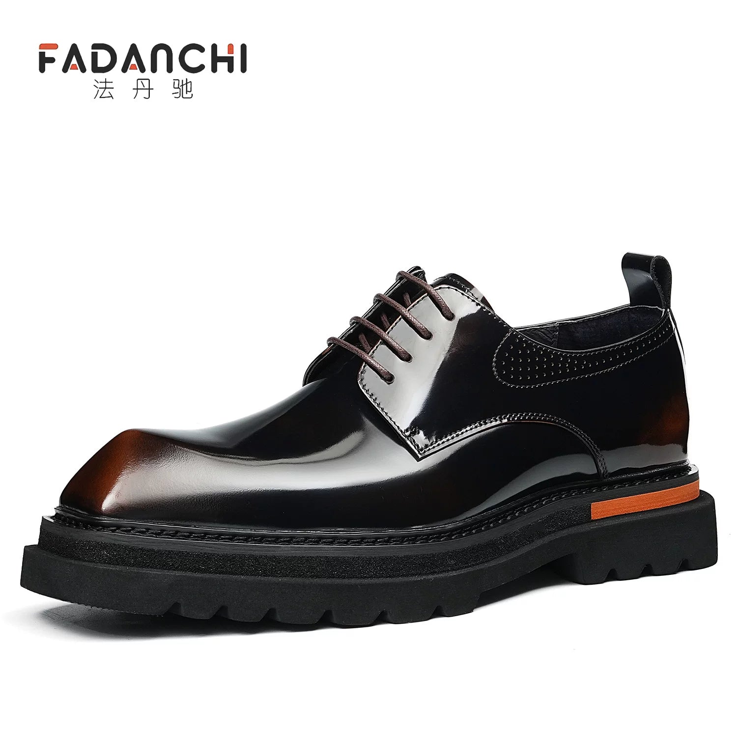 Men's Genuine Leather Derby Shoes, Glossy, Business
