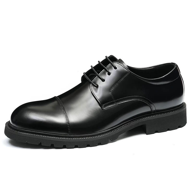 Men's Genuine Leather Leather Shoes, Thick Sole, Patent Leather