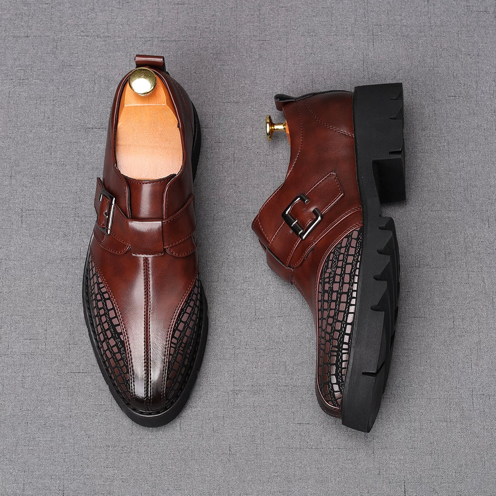 Men's Brown Loafers, Height Increasing, Thick Sole