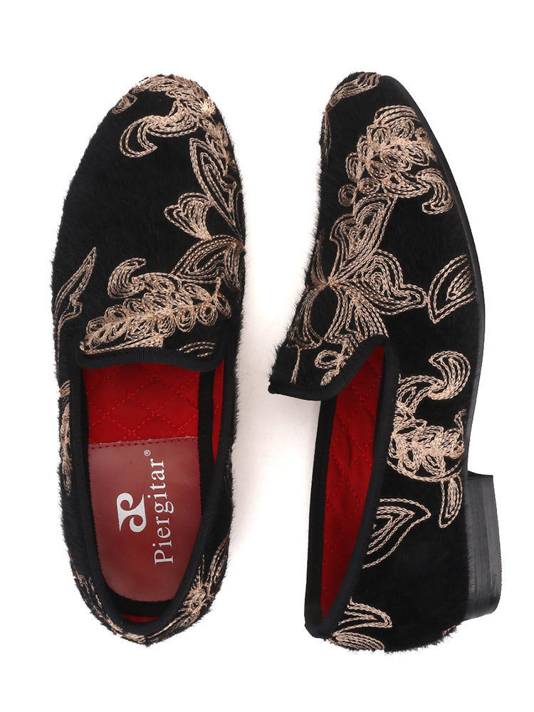New men's handmade velvet slip-on banquet shoes, high-end British style party trendy slip-on loafers