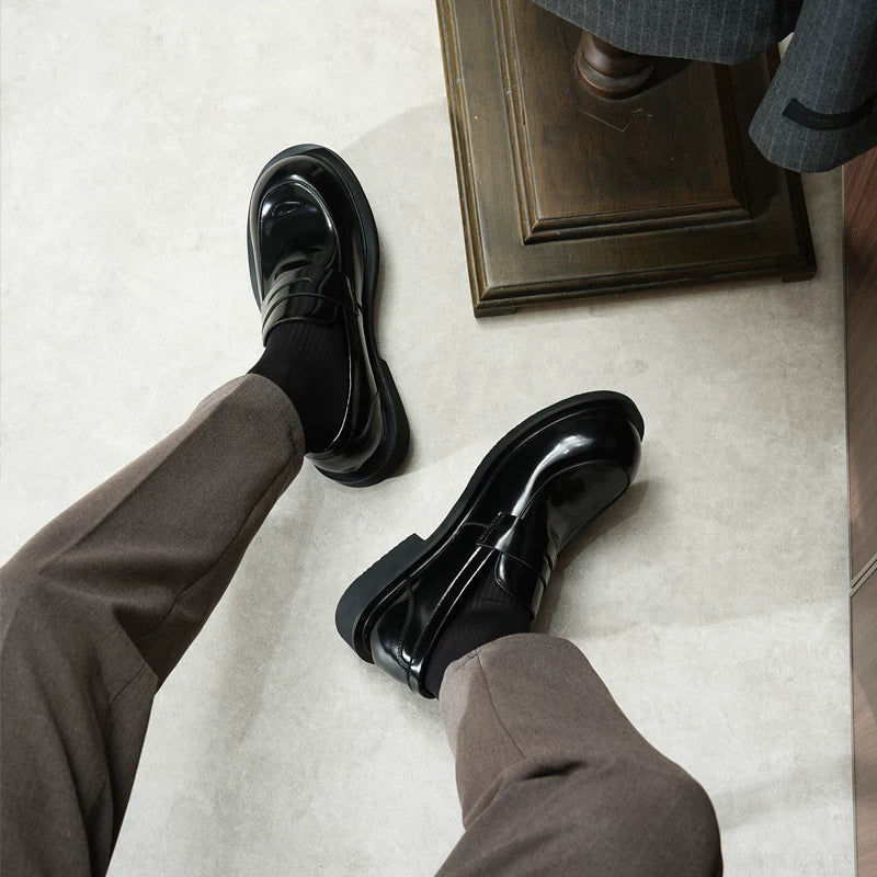 Men's Genuine Leather Loafers, Patent Leather, Slip-On