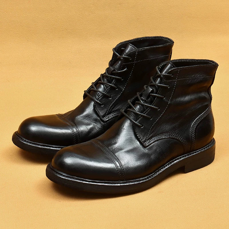 Men's Genuine Leather Martin Boots, Handmade, British Style