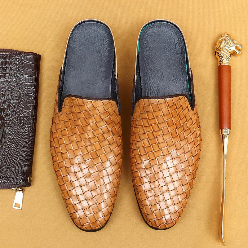 Men's Genuine Leather Sandals, Breathable, Slip-On