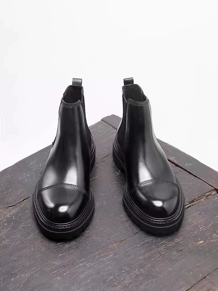Men's Genuine Leather Martin Boots, Thick Sole, Handmade