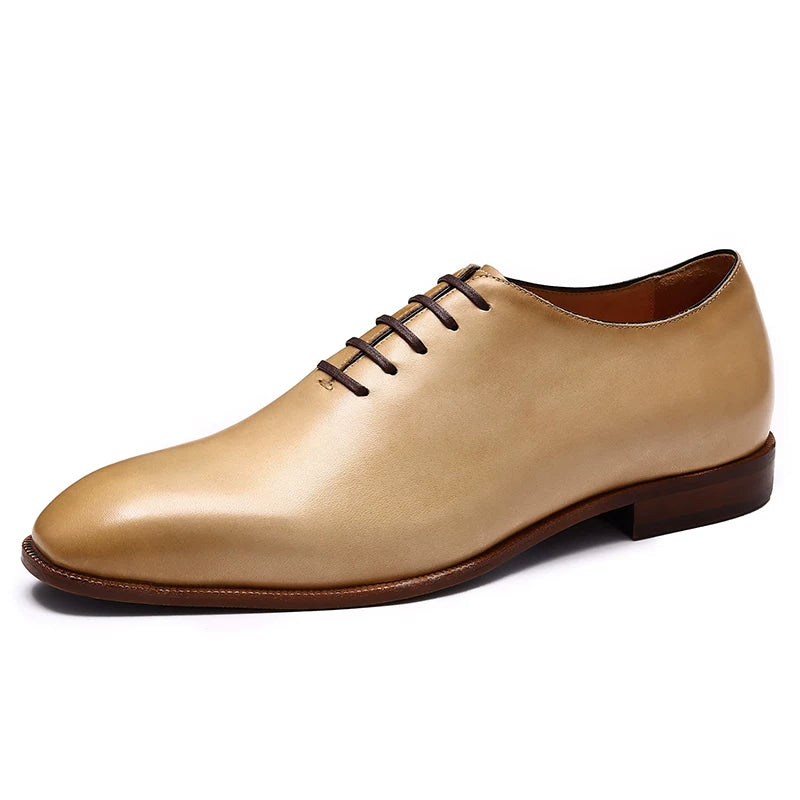 Men's Green Leather Shoes, British Style, Business