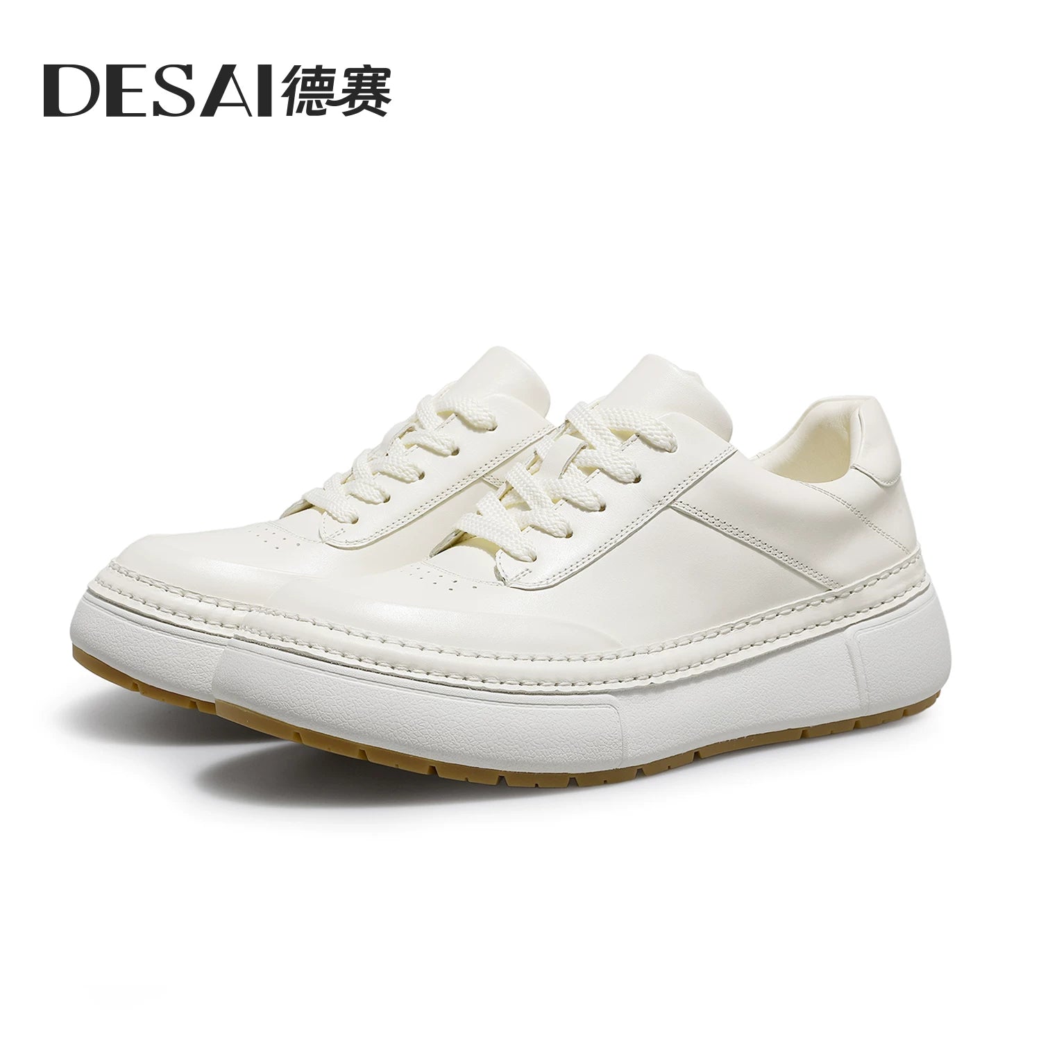 Men's Genuine Leather Skate Shoes, Height Increasing, Thick Sole