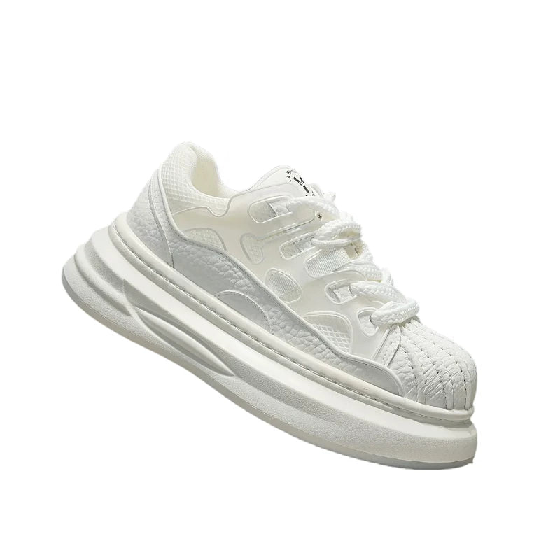 Men's Height-Increasing Platform Breathable Low-Top Shell-Toe Puffy Sneakers Summer New
