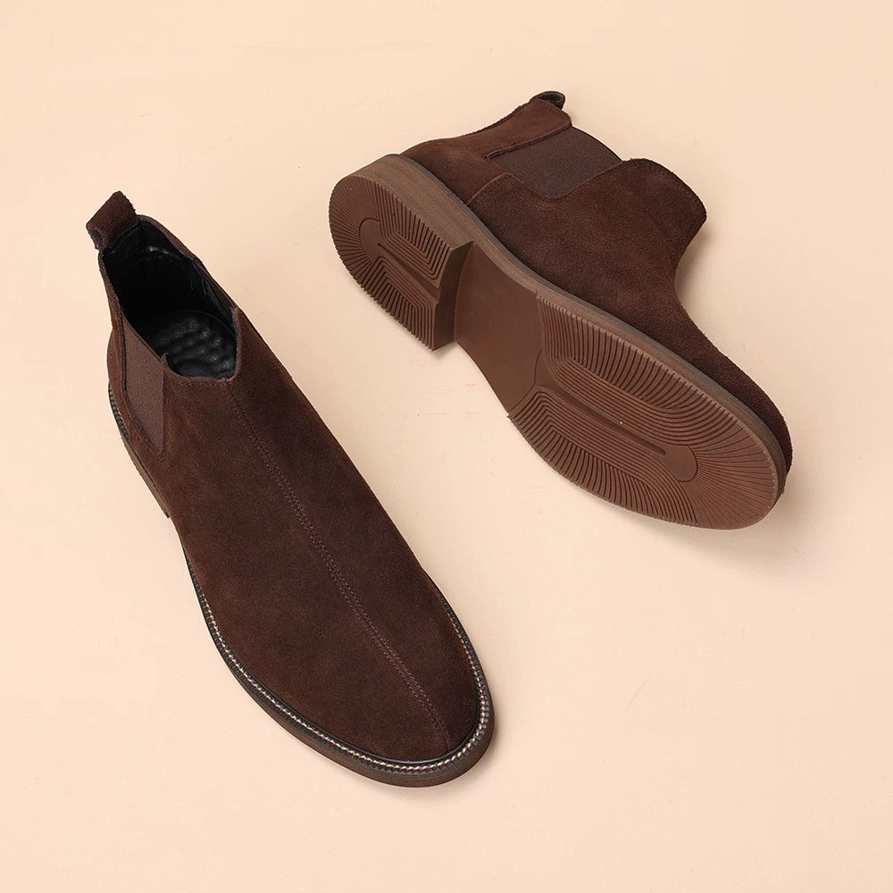 Men's Genuine Leather Chelsea Boots, Height Increasing, British Style