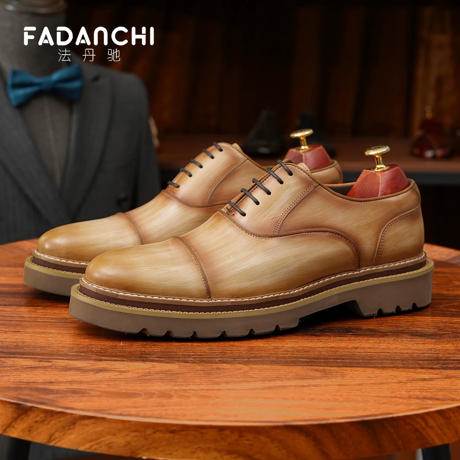 Men's Genuine Leather Leather Shoes, Height Increasing, Thick Sole