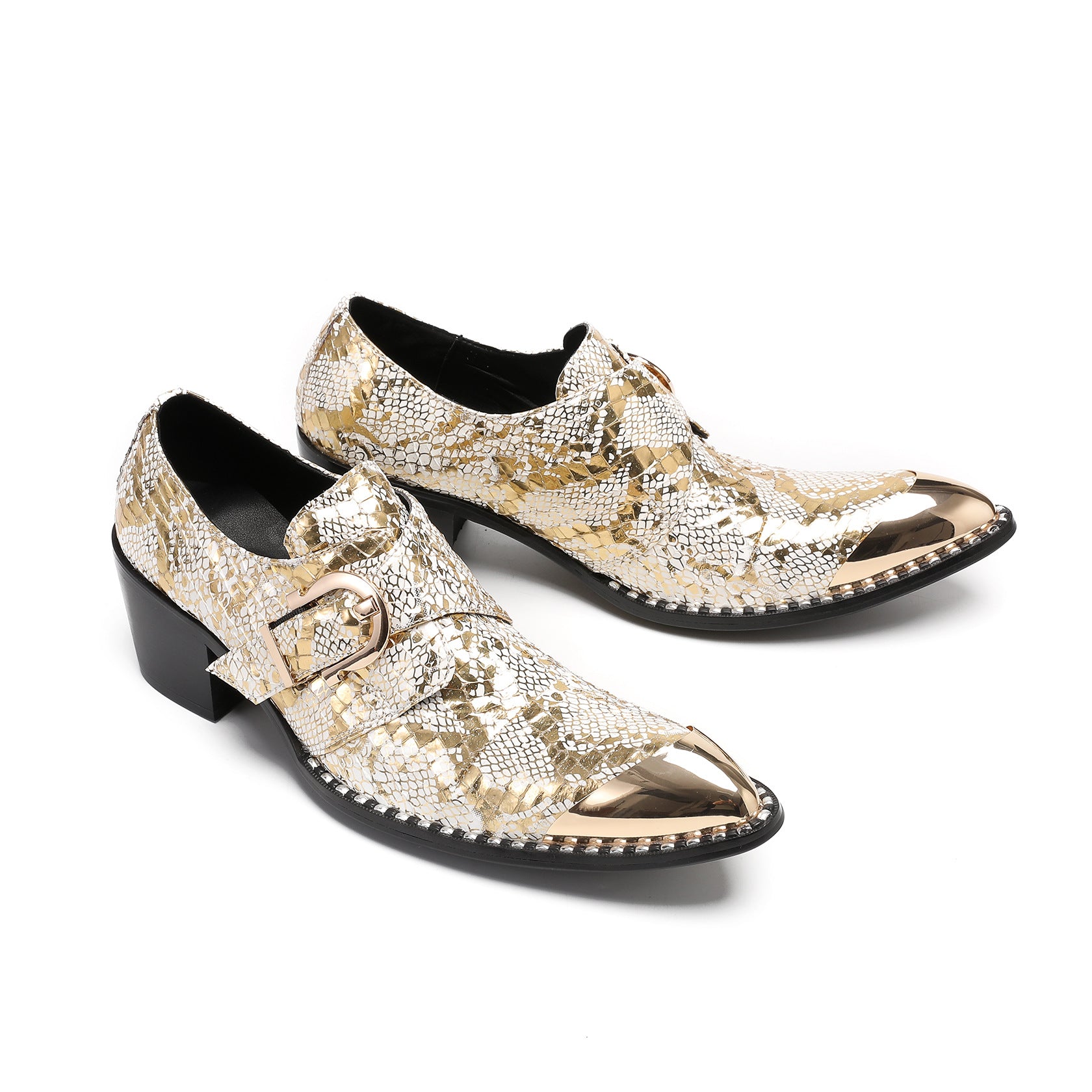 Men's Leather Oxford Formal Shoes – Pointed Toe, Crocodile Pattern
