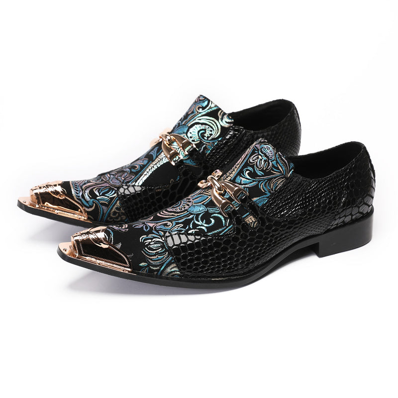 Men's Leather Oxford Formal Shoes, Embroidered, Business, Style 84