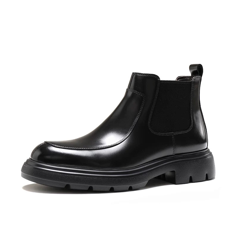 Men's Genuine Leather Chelsea Boots, Height Increasing, Thick Sole
