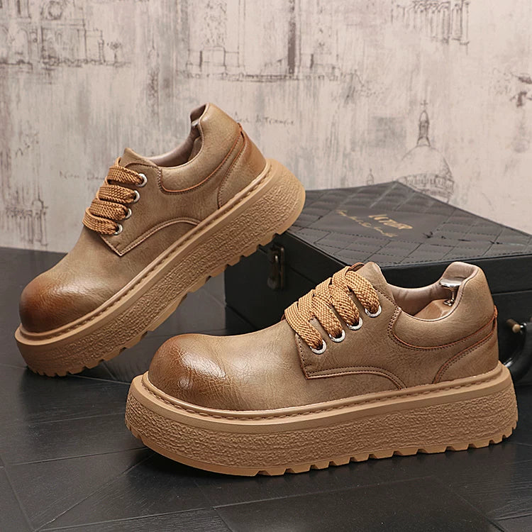 Men's 2026 New Height-Increasing Platform Low-Top Wide-Toe Ankle Boots