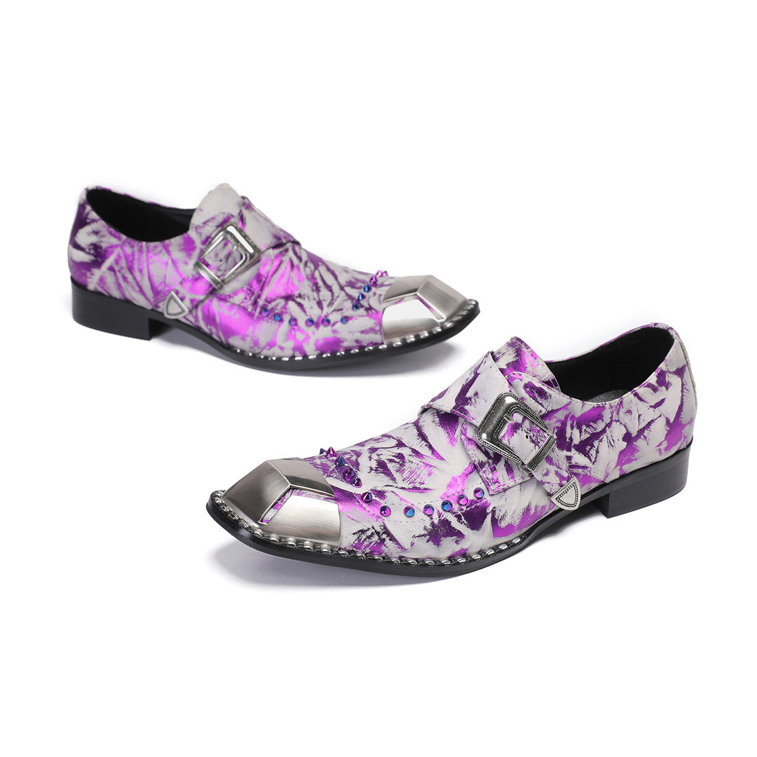 Men's Purple Leather Oxford Formal Shoes – Style 72