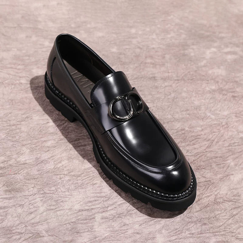 Men's Genuine Leather Loafers, Thick Sole, Slip-On