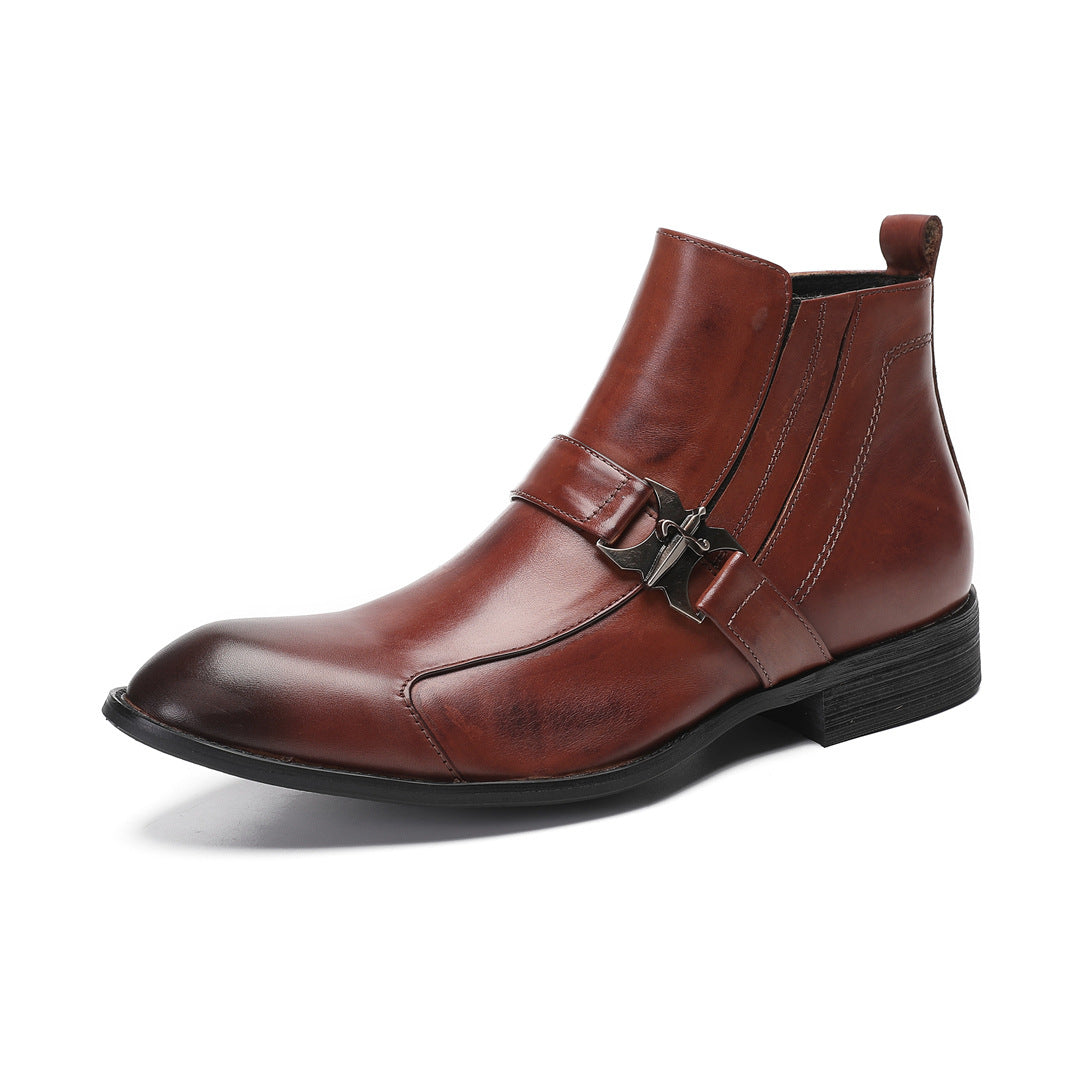 Men's Genuine Leather Chelsea Boots – Pointed Toe, British Style