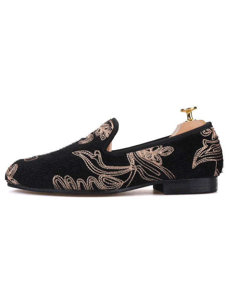 New men's handmade velvet slip-on banquet shoes, high-end British style party trendy slip-on loafers
