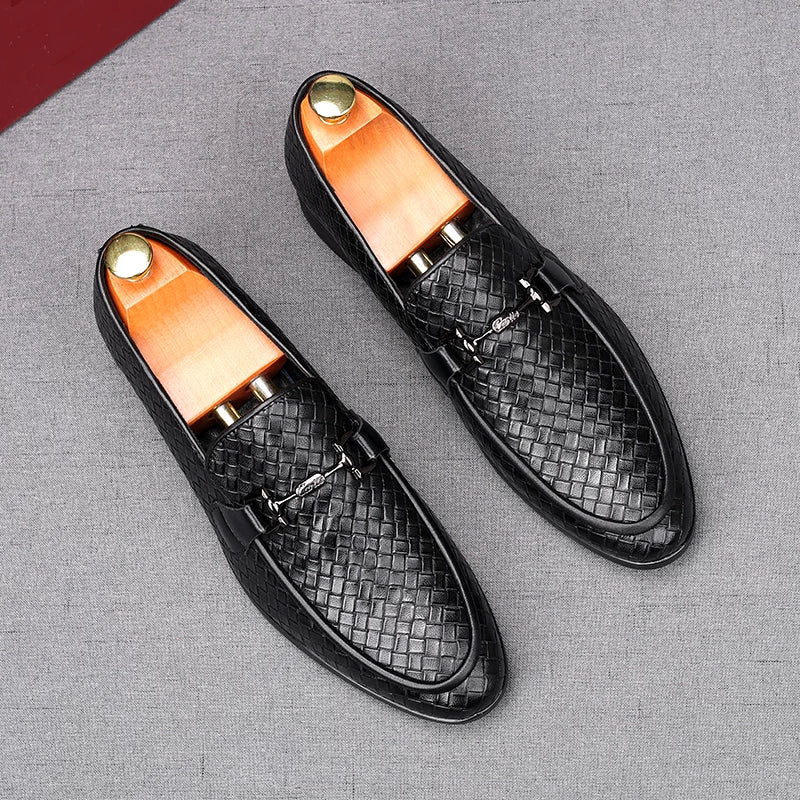 Men's White Loafers, Height Increasing, Pointed Toe