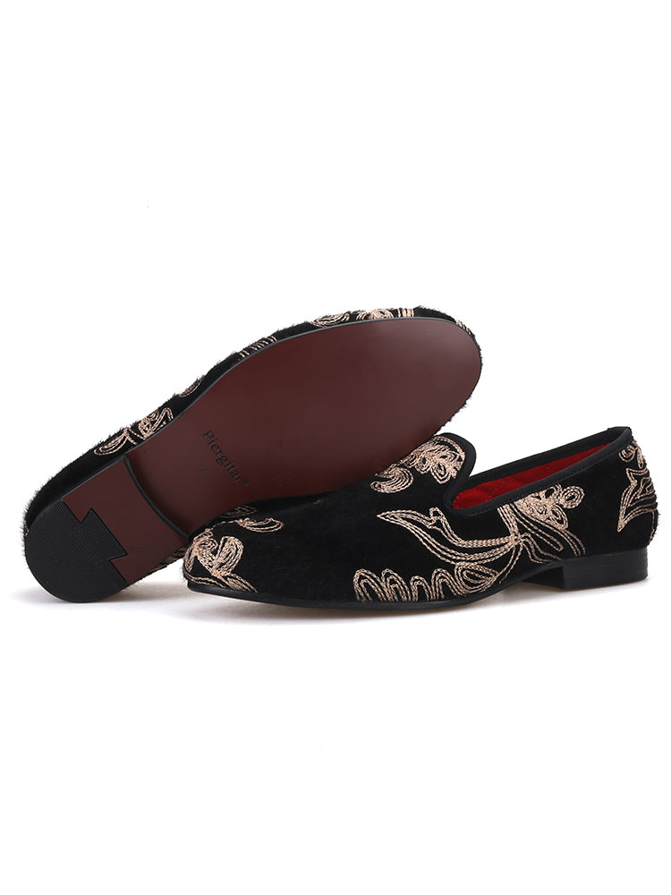 New men's handmade velvet slip-on banquet shoes, high-end British style party trendy slip-on loafers