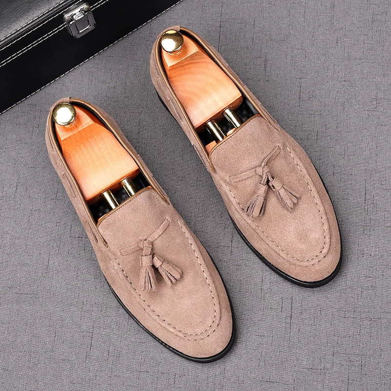 Men's Genuine Leather Loafers, Height Increasing, Suede